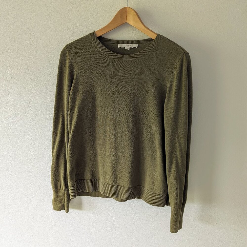 LOFT Olive Green Sweater with Wrist Buttons Size M
